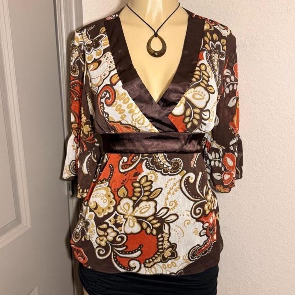 Y2K Multicolor paisley print blouse